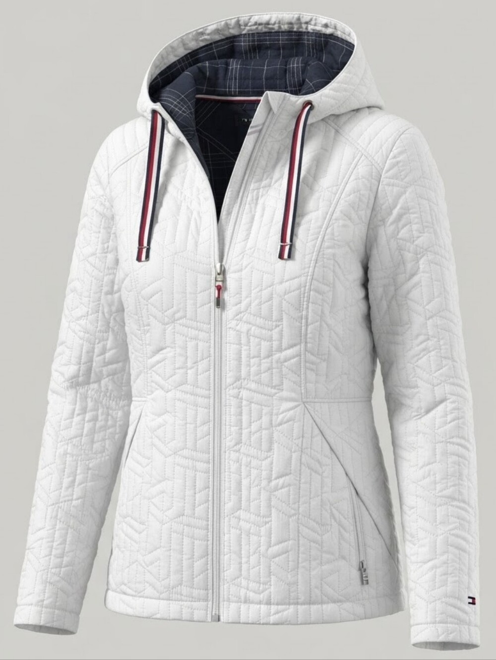 Tommy Hilfiger Women's Packable Lightweight Quilted Hooded Jacket Off White